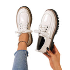 Damen Modische und robuste Schnürschuhe mit glänzender Oberfläche R&B