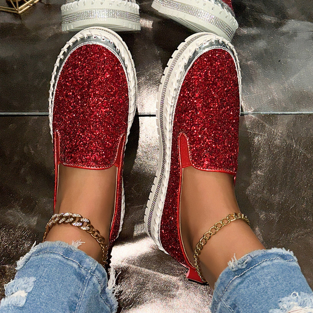 Damen Slip-On Glitzer Sneakers R&B
