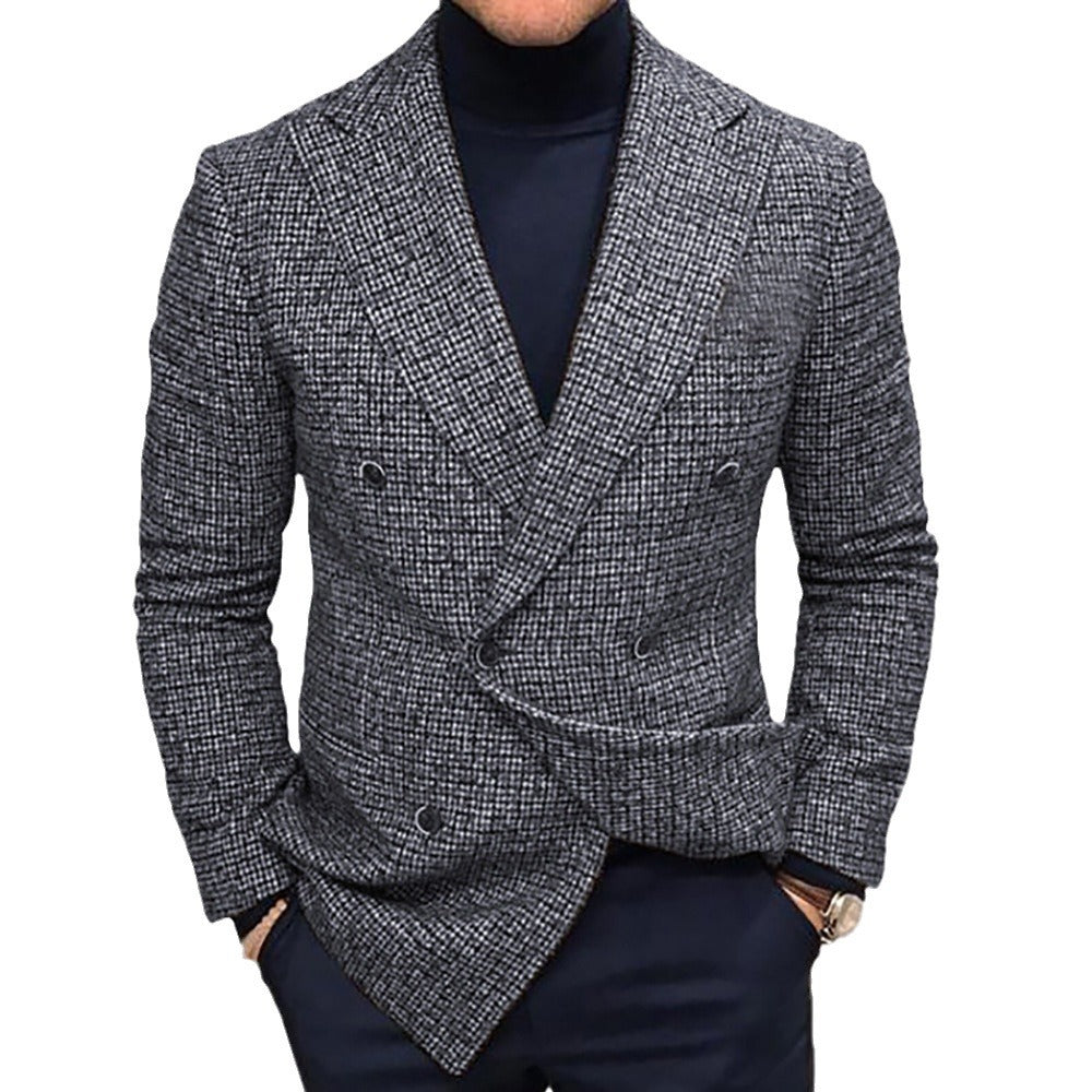 Herren modischer doppelreihiger Blazer mit feinem Strukturdesign R&B