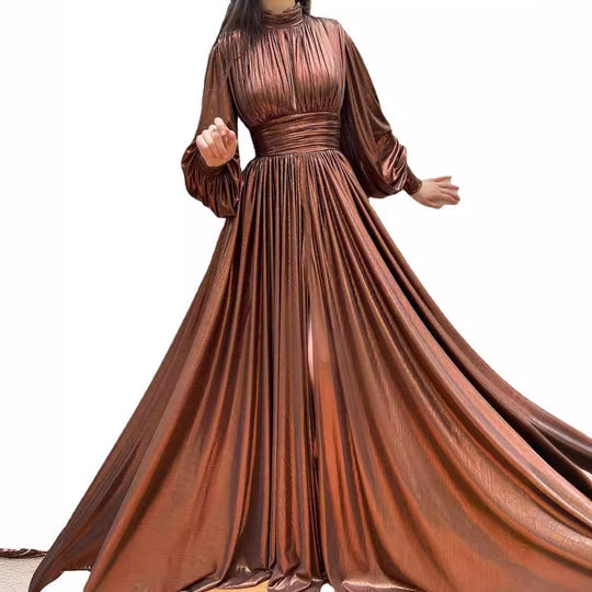 Damen Elegantes Maxikleid mit plissierten Details und luxuriösem Fall R&B