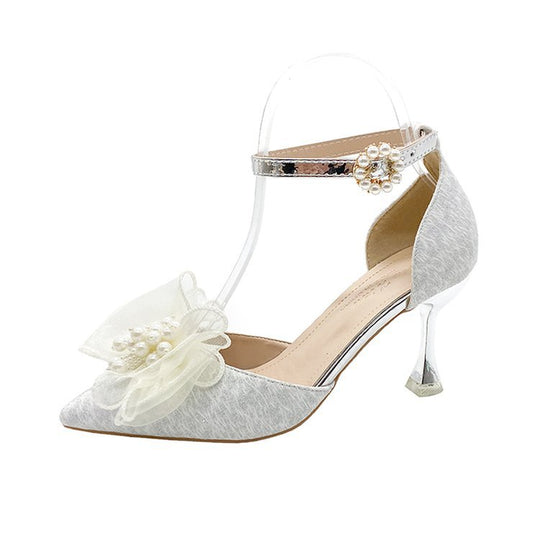 Damen elegante Pumps mit zierlichem Blumenschmuck R&B