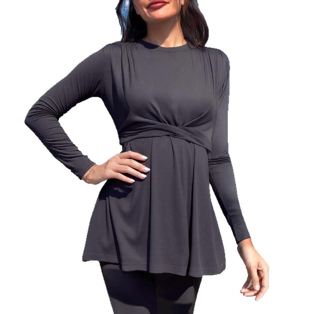 Damen modischer Longsleeve-Badeanzug mit Wickelrock R&B