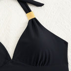 Damen Tankini mit tiefem V-Ausschnitt und dekorativem Knoten R&B