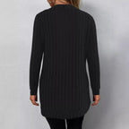 Damen gemütlicher Strickcardigan mit modernem Rippenmuster R&B