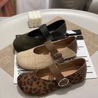 Damen Ballerinas mit modischem Leopardenmuster und anpassbarem Riemen R&B