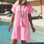 Damen Leichtes Strandkleid aus atmungsaktivem Leinen R&B