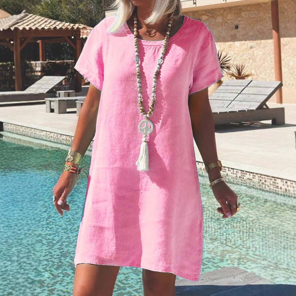 Damen Leichtes Strandkleid aus atmungsaktivem Leinen R&B