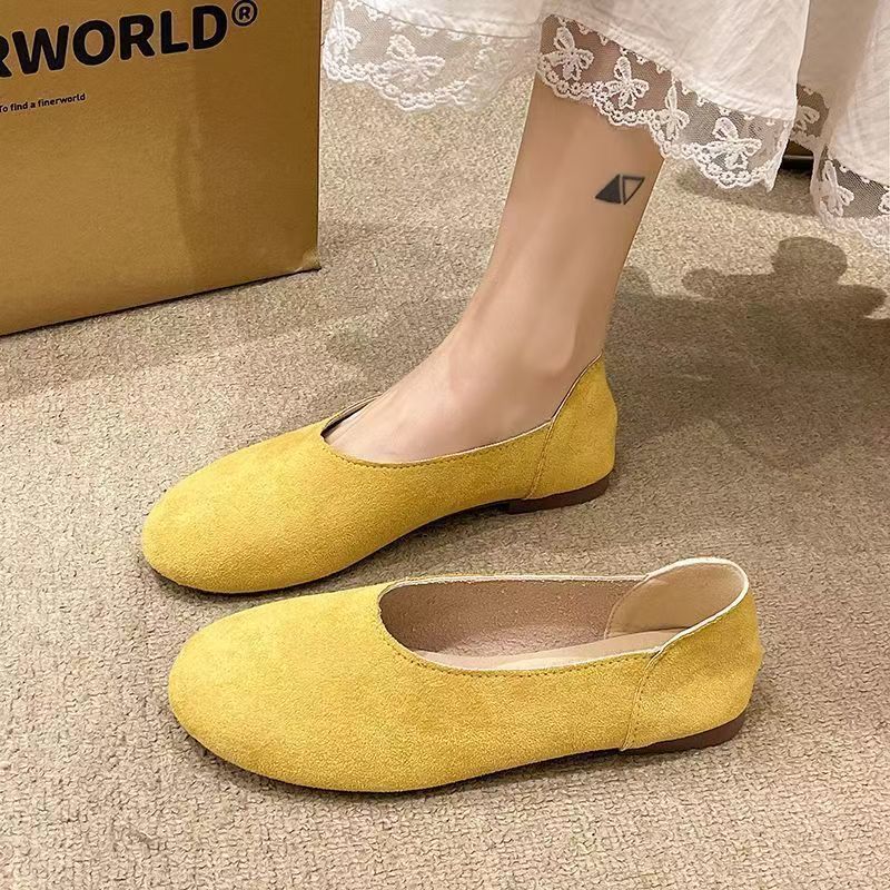 Damen flache Ballerinas aus hochwertigem Veloursleder R&B