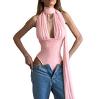 Damen eleganter und raffinierter Badeanzug mit tiefem V-Ausschnitt und fließendem Material R&B