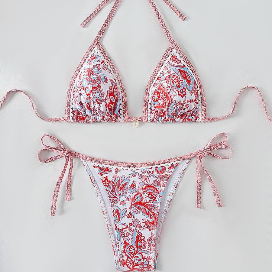 Damen Triangel-Bikini mit aufwendigem Floral-Design R&B