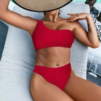 Damen Asymmetrischer Bikini mit Rippstruktur R&B