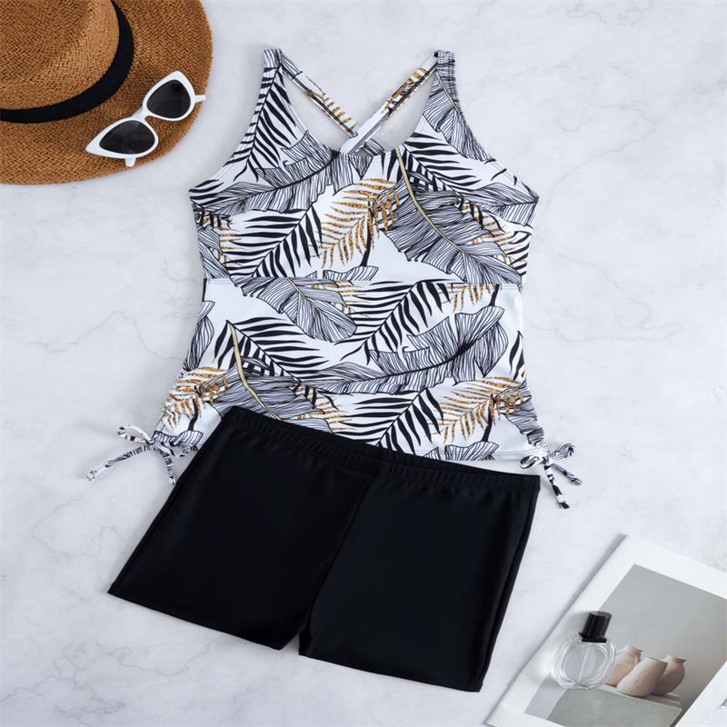 Damen Tankini-Set mit floralem Oberteil und sportlichem Höschen R&B