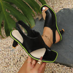 Damen Offene Stiefelsandalen mit modischem Zipper und komfortablem Absatz R&B
