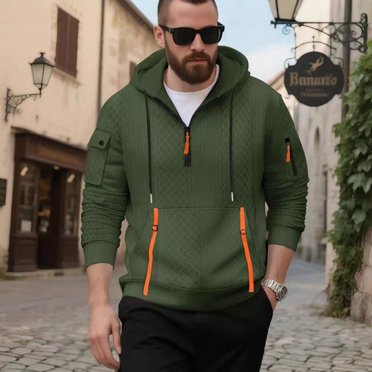 Herren sportlicher Kapuzenpullover mit strukturiertem Design und praktischen Reißverschlusstaschen R&B
