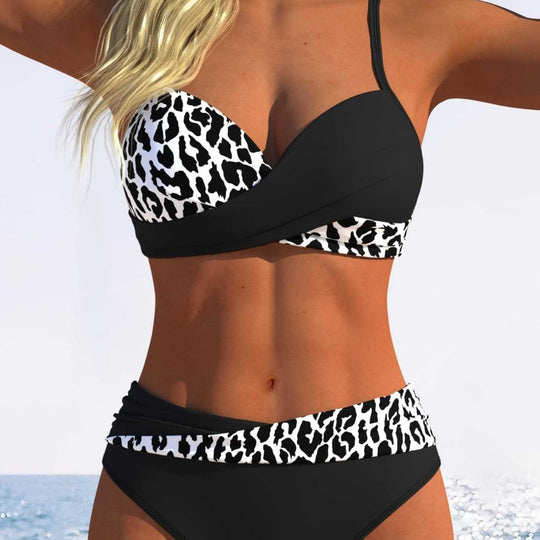 Damen Bikini-Set mit raffiniertem Wickel-Oberteil und hoher Taille R&B