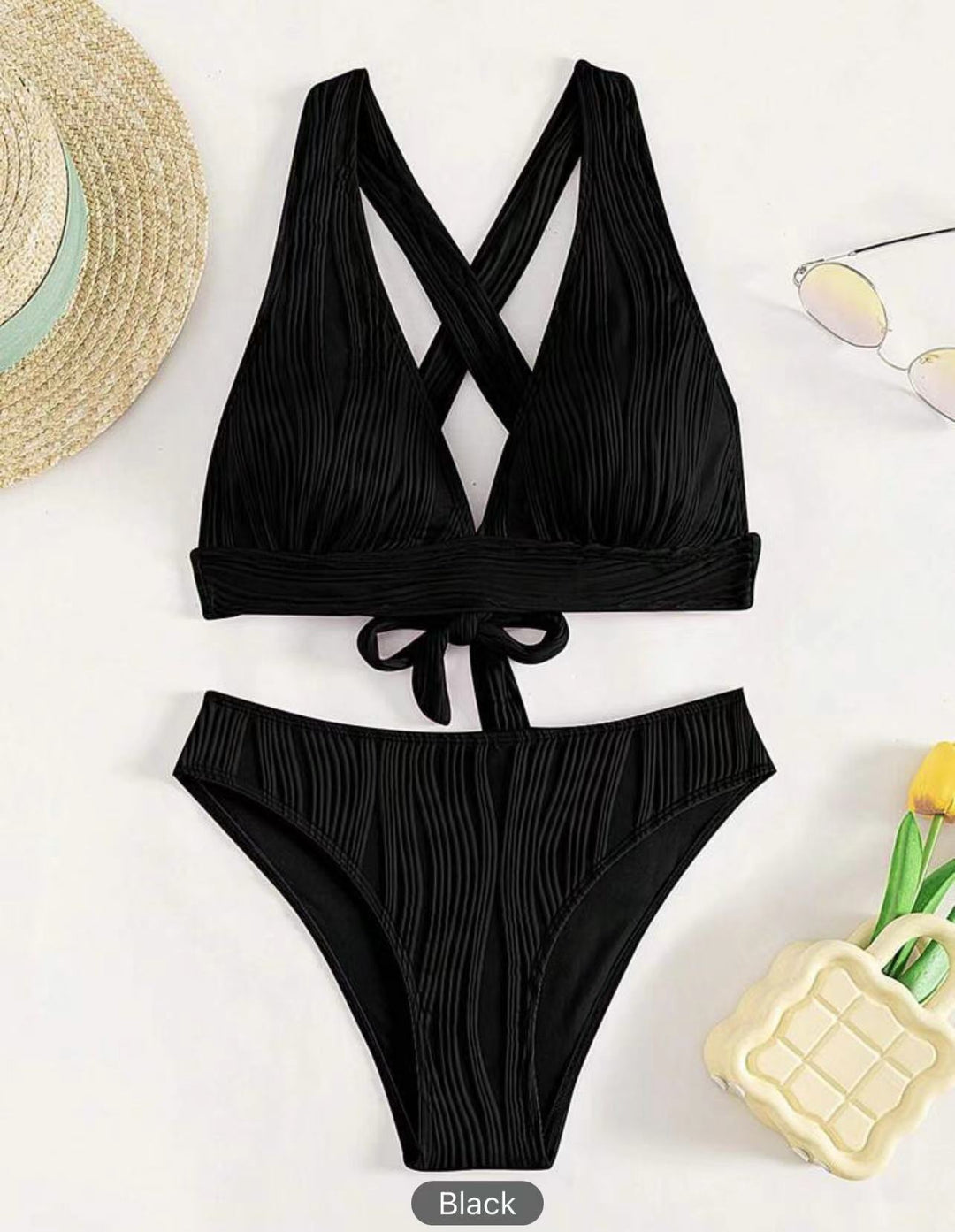 Damen Bikini-Set mit modernem Wickeldesign und geschmackvollen Rippendetails R&B