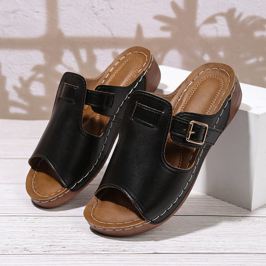 Damen Offene Mules mit verstellbarem Riemen und anatomischem Fußbett R&B