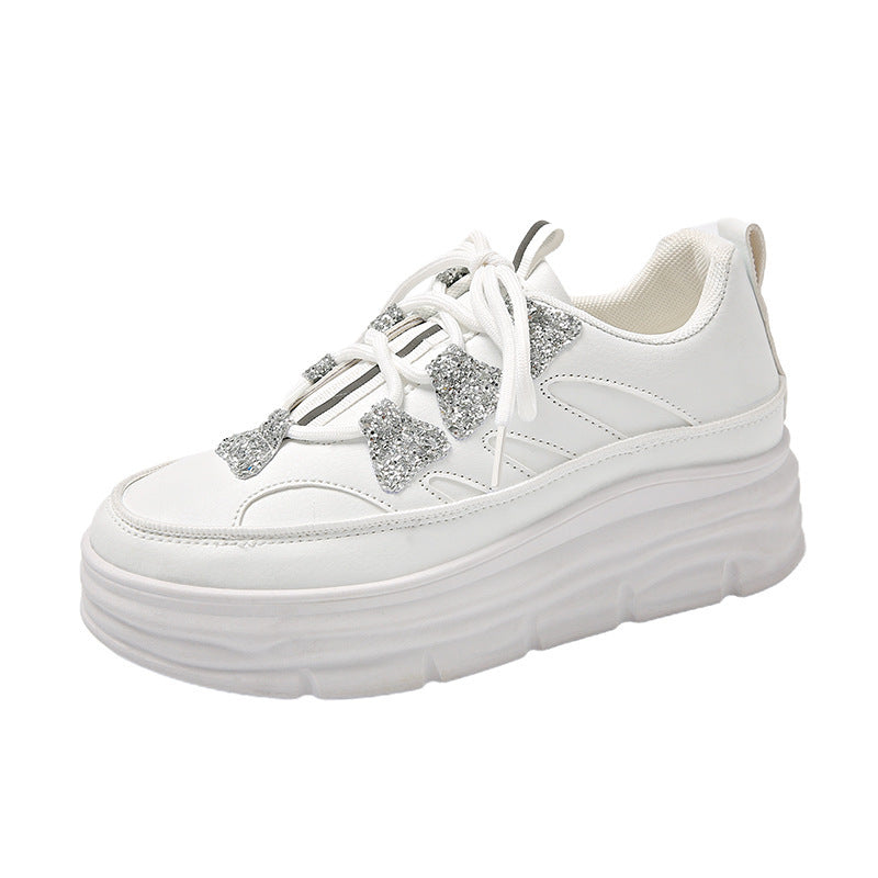 Damen Sportliche Plattform Sneakers mit glitzernden Akzenten R&B