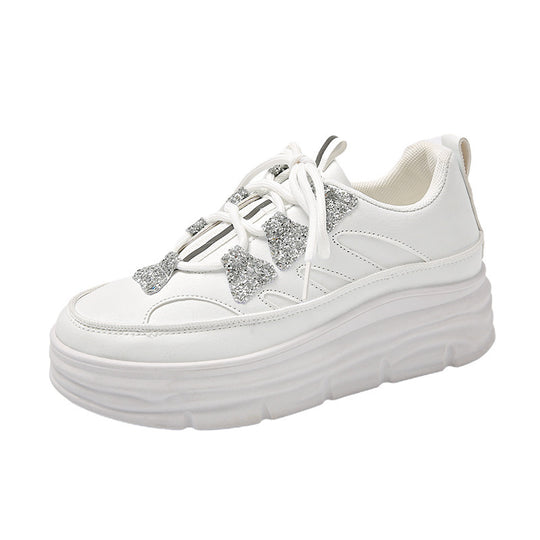 Damen Sportliche Plattform Sneakers mit glitzernden Akzenten R&B