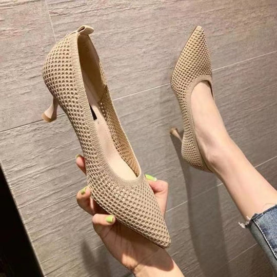 Damen elegante Spitzen-Pumps mit perforiertem Obermaterial R&B