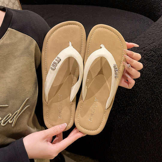 Damen modische Flip-Flops mit funkelndem Riemen und weichem Fußbett R&B