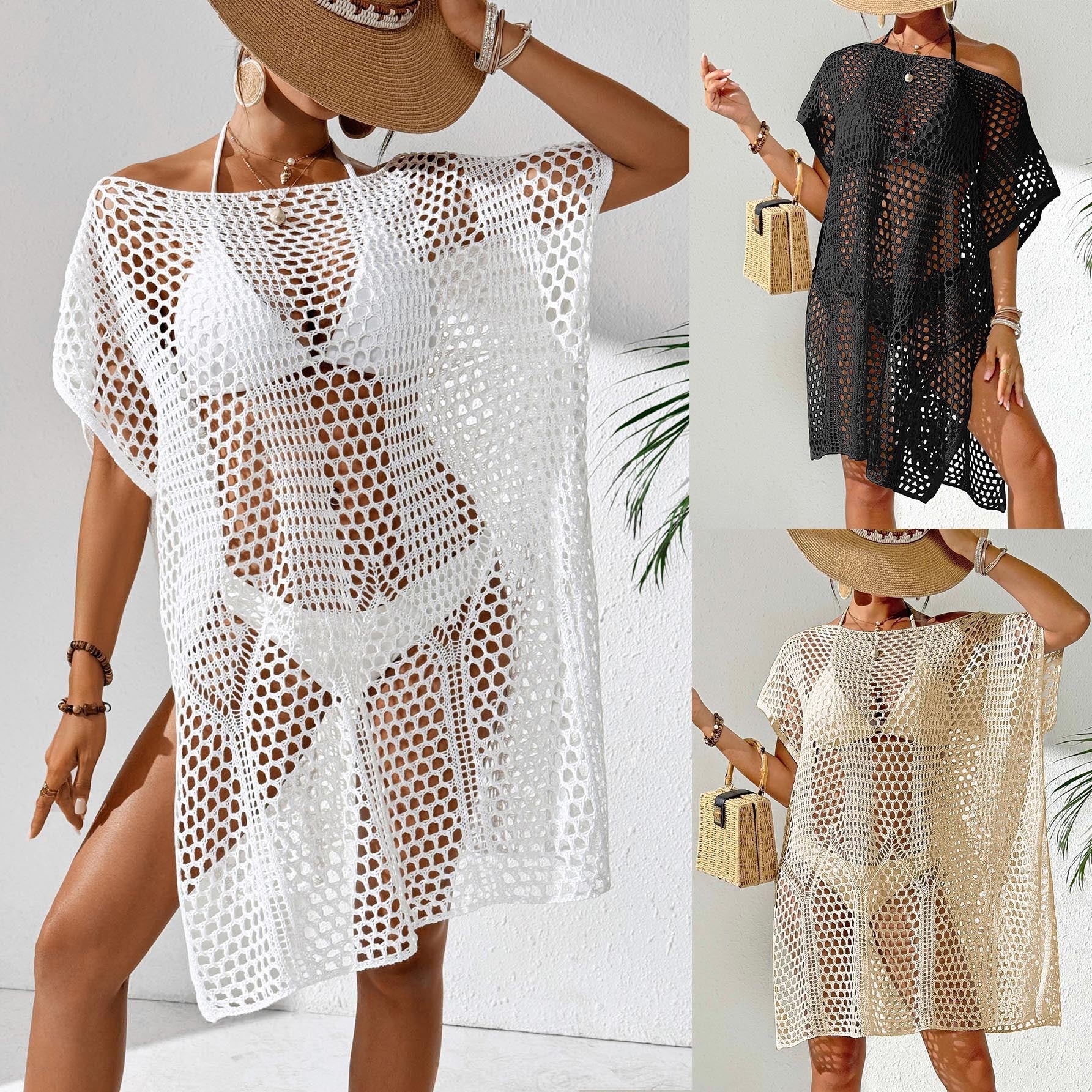 Damen eleganter häkel Strandüberwurf R&B