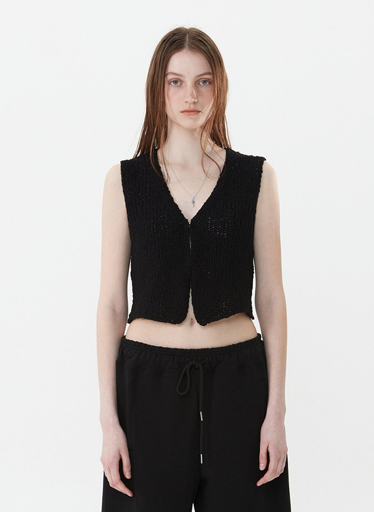 Damen luftiges Strickoberteil mit V-Ausschnitt und offener Front R&B