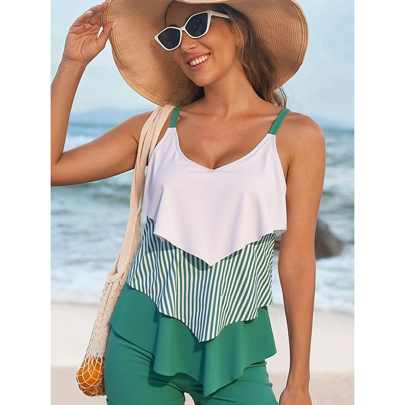 Damen Tankini mit modischen Rüschen und figursteigendem Schnitt R&B