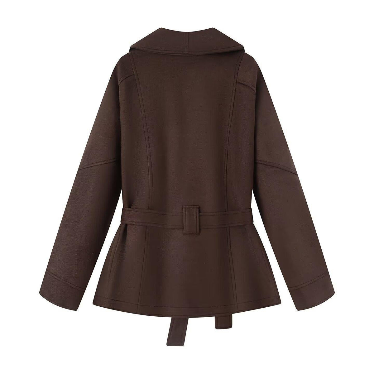 Damen elegante Jacke mit Taillengürtel und modernem Kragen R&B