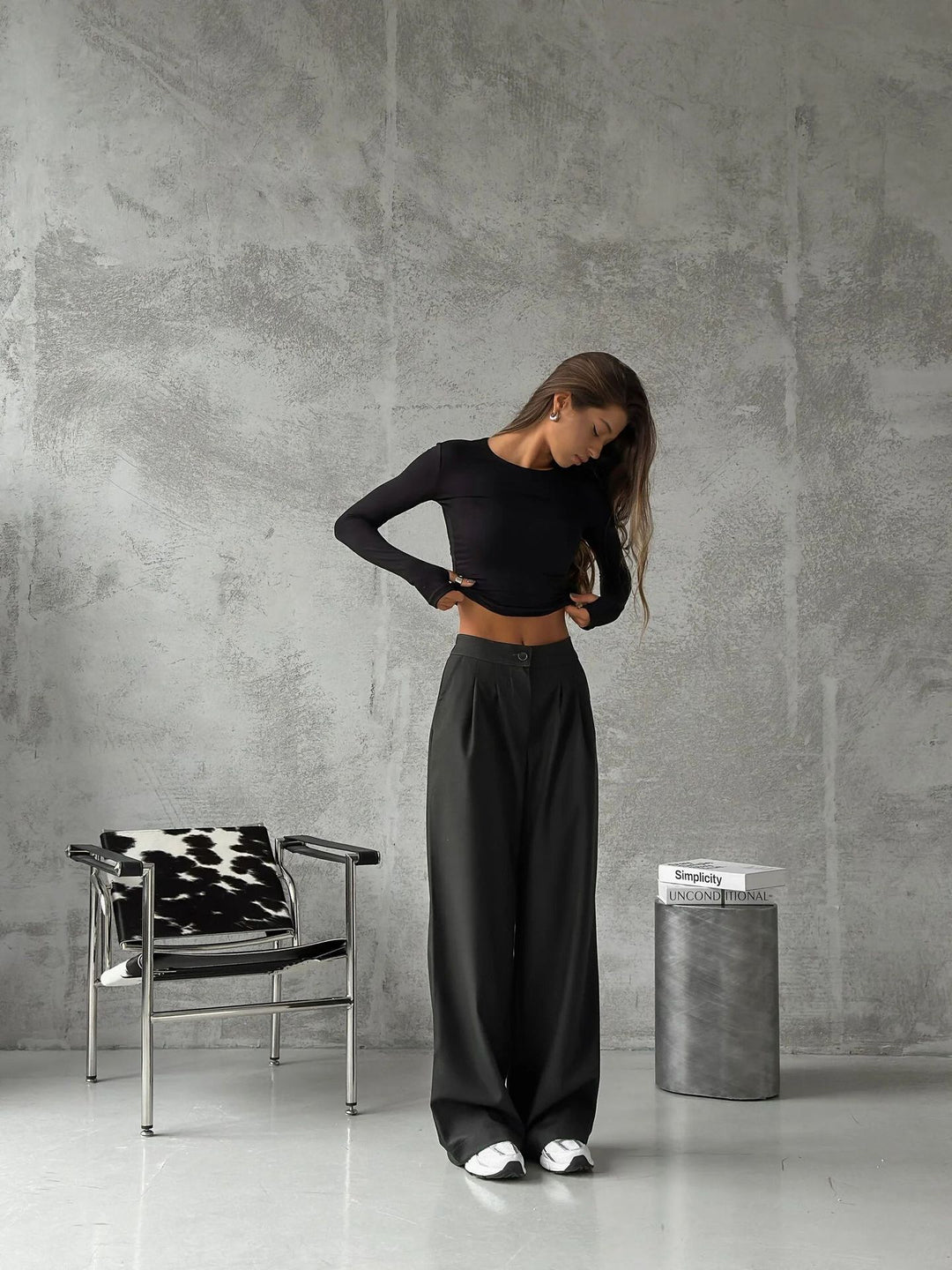 Damen figurbetontes Langarmoberteil aus weichem Material R&B
