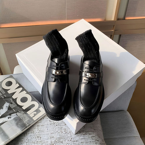 Damen elegante Mokassins mit dekorativer Schnalle R&B