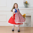 Damen nan traditionelles Kinder-Dirndl Kleid mit geraffter Schürze und Spitzenbesatz R&B