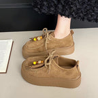 Damen Plattform Sneakers mit lässigem Wildleder-Obermaterial