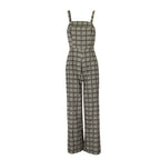 Damen Jumpsuit mit weiten Hosenbeinen und feinem Karomuster EB