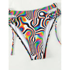 Damen Bunte Bikini-Set mit transparentem Oberteil R&B