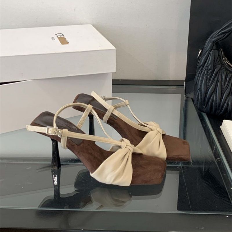 Damen Slingback High Heel Sandalen mit dekorativem Knotendesign R&B