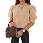 Damen Puffärmel Strickpullover R&B