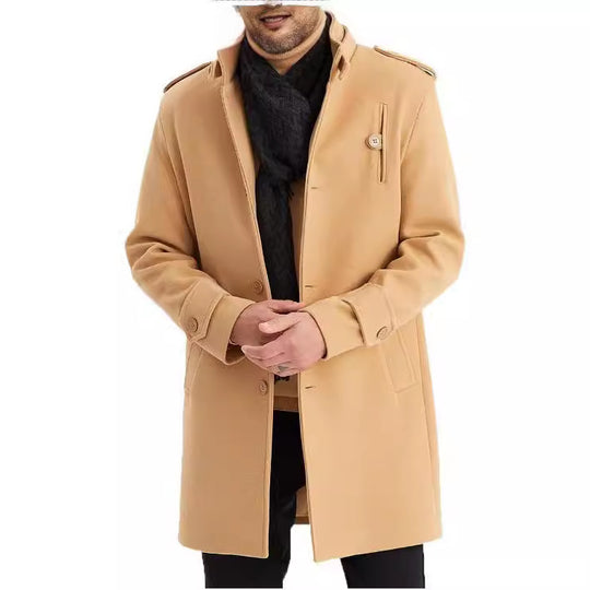 Herren modischer Übergangsmantel mit praktischen Taschen und Stehkragen R&B