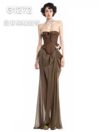 Damen Elegante Corsage-Bluse mit transparenten Ärmeln R&B
