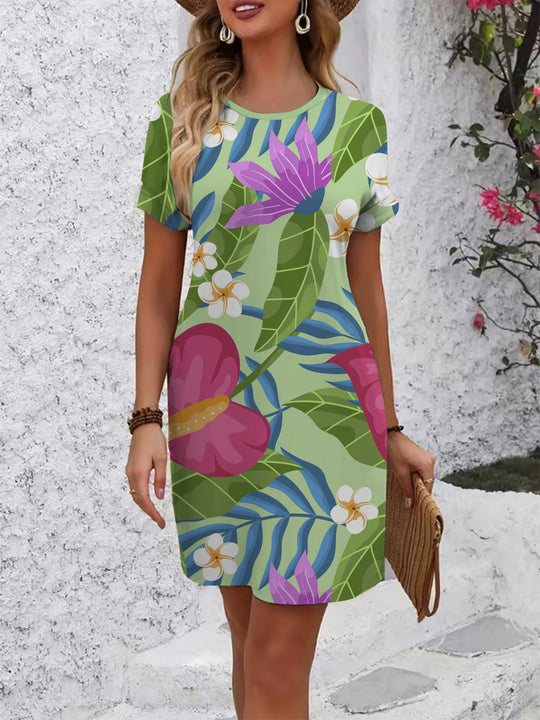 Damen farbenfrohes Mandala Kleid im lässigen Schnitt R&B
