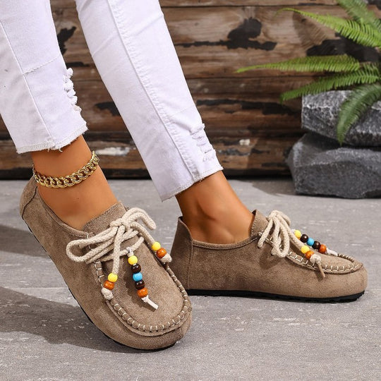 Damen Mokassins mit dekorativem Schnürdesign R&B