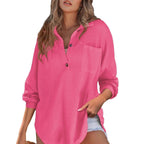 Damen Oversized Baumwollhemd mit Knopfleiste und Brusttasche R&B