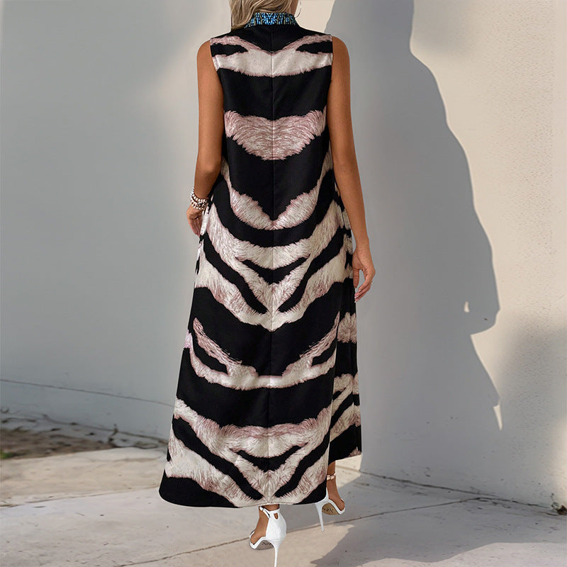 Damen Maxi-Kleid mit auffälligem Animal-Print und eleganten Verzierungen R&B