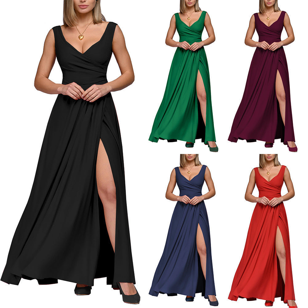 Damen Maxikleid mit elegantem Wickeldesign und seitlichem Schlitz R&B