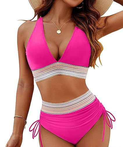 Damen Hochtailliertes Bikini-Set mit verstellbaren Trägern R&B