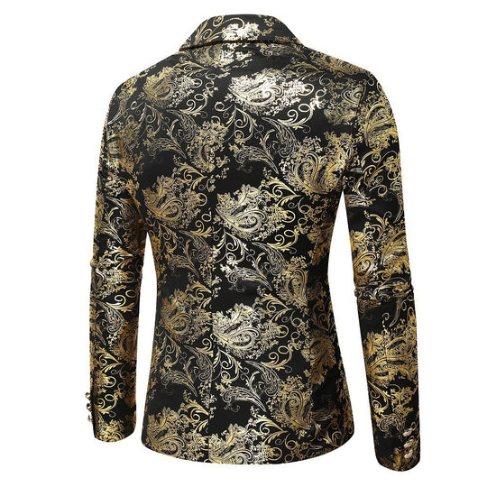 Herren eleganter Goldmuster Blazer R&B