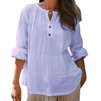 Damen lässige Bluse mit Knopfleiste