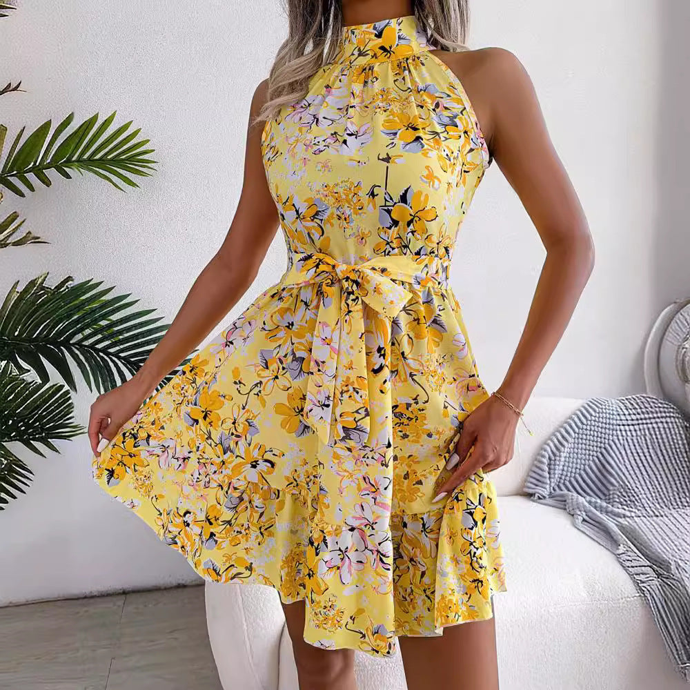 Damen Sommerkleid mit elegantem Stehkragen und verspieltem Blumenmuster R&B