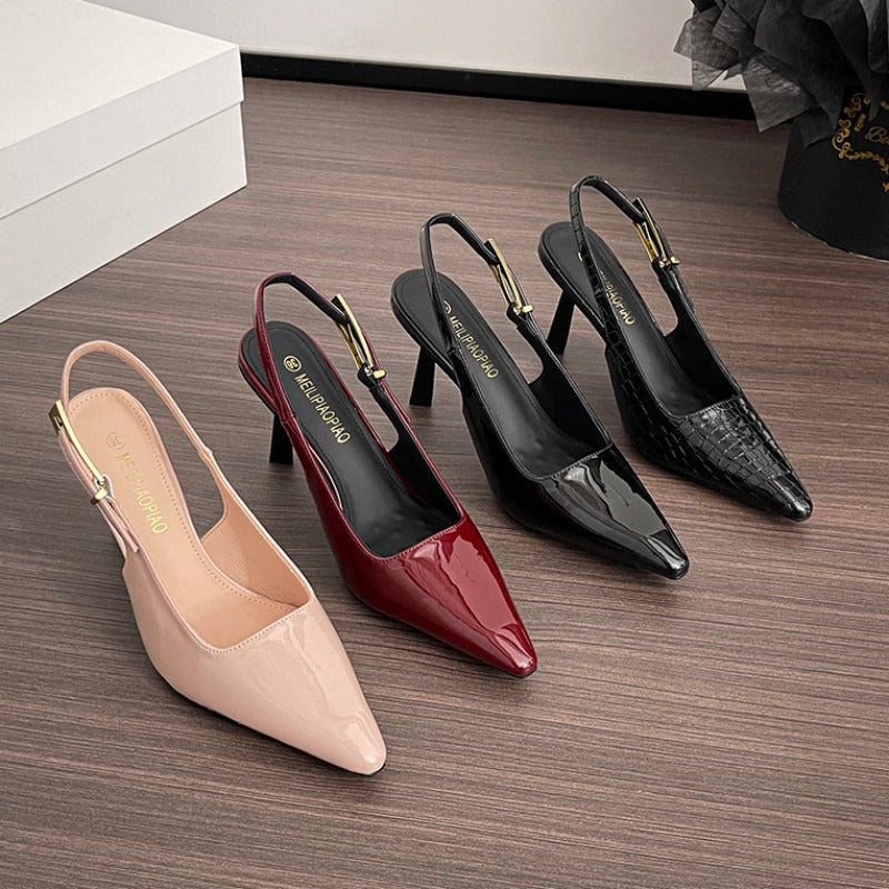 Damen Slingback-Pumps mit eleganter Schlangenlederstruktur R&B
