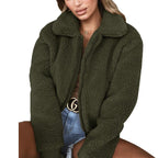 Damen Fleece Bomberjacke mit Stehkragen und elastischen Bündchen R&B